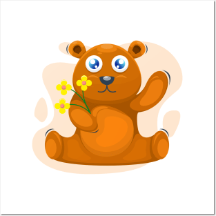 Bear with The Flower Posters and Art